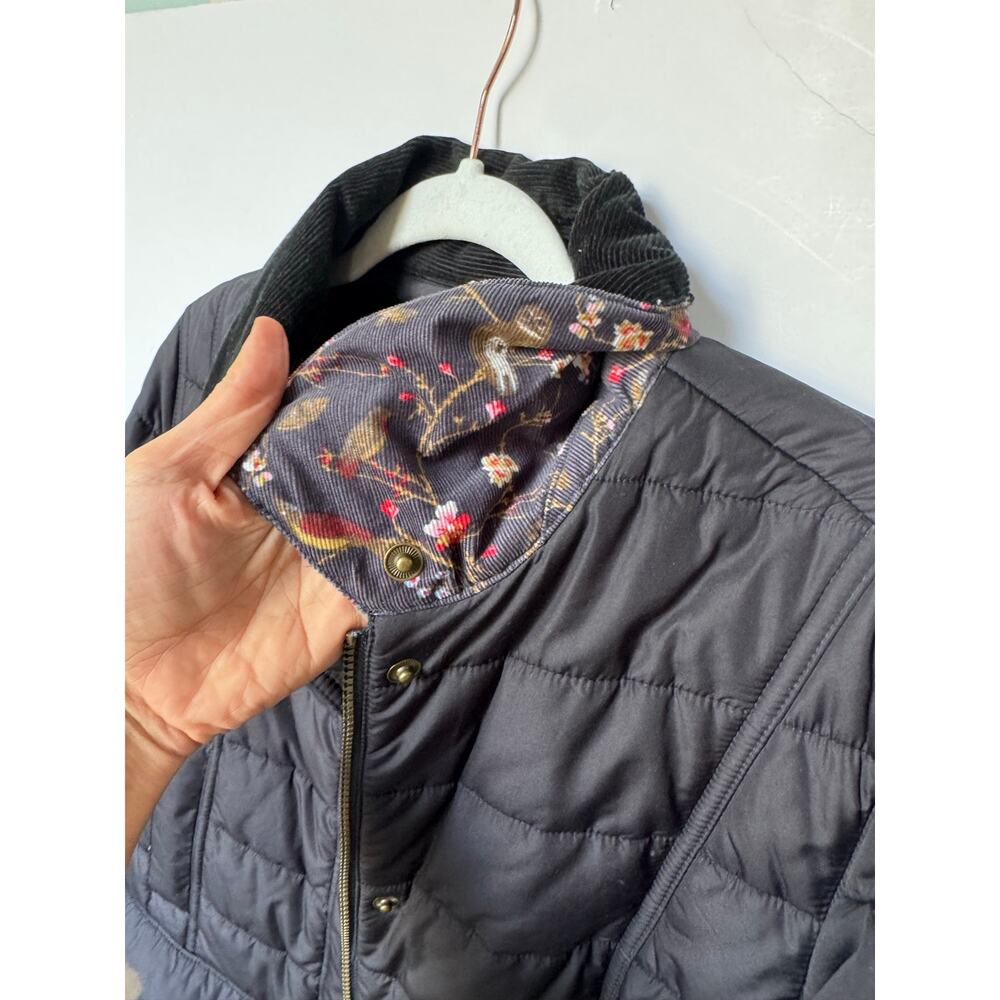 Barbour Winterton Quilted Utility Jacket Black Bird Owl Collar us 12 / uk 16 - Picture 3 of 7